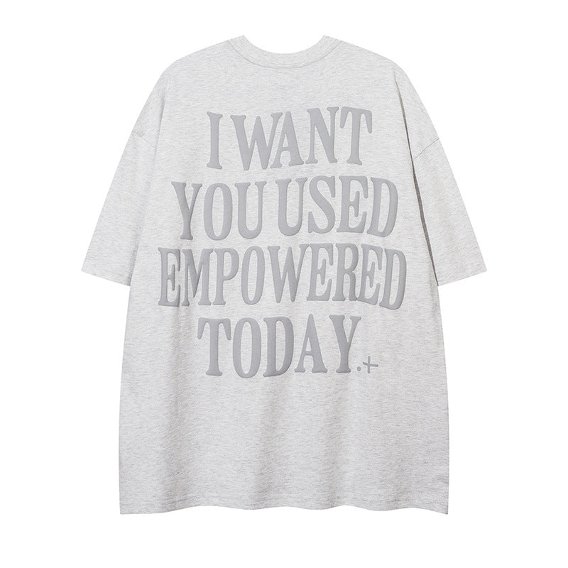 Large-Area Printed Letter Short Sleeve Loose
