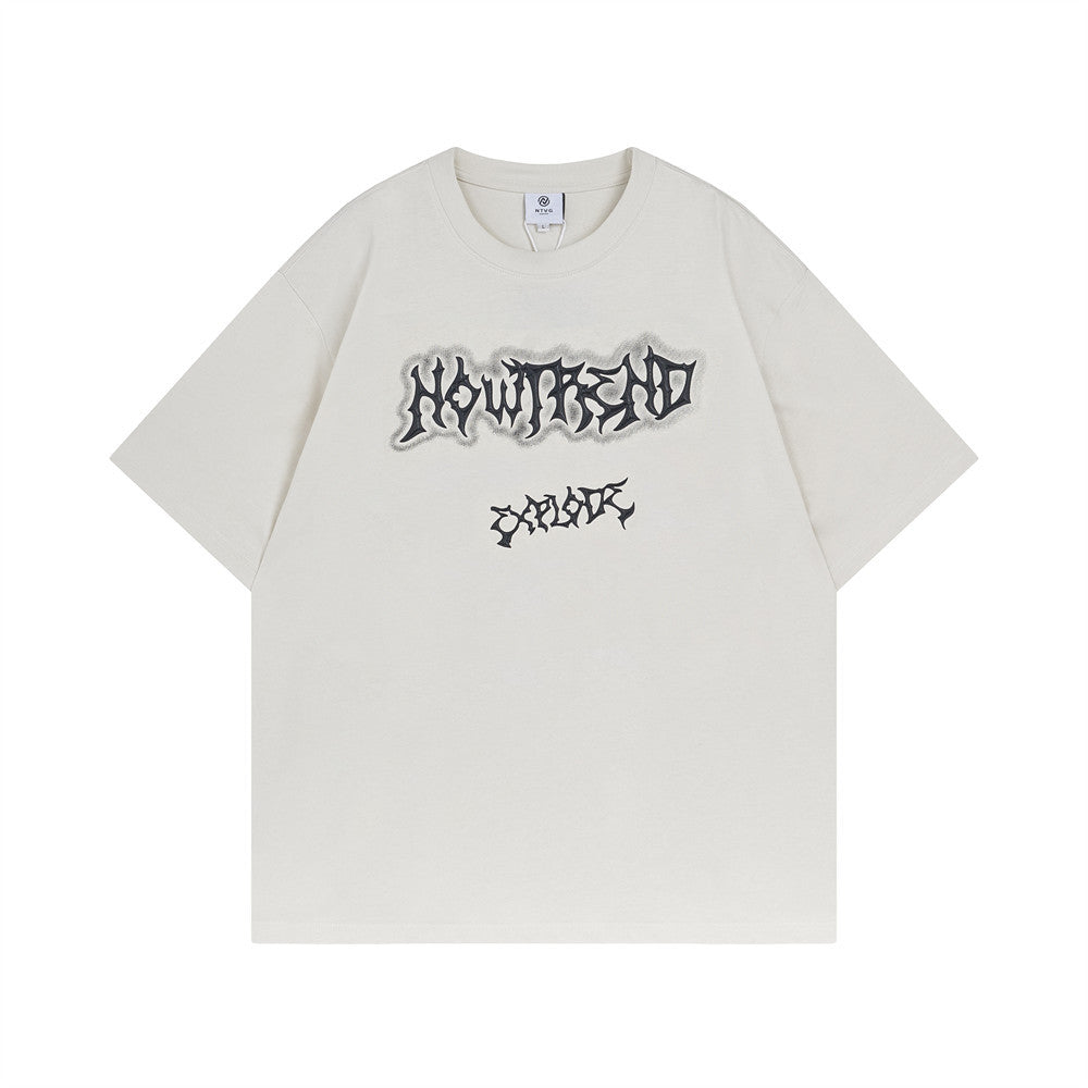 Wash Water Letter Print Short-sleeve T-shirt Punk Street