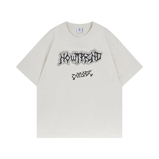 Wash Water Letter Print Short-sleeve T-shirt Punk Street