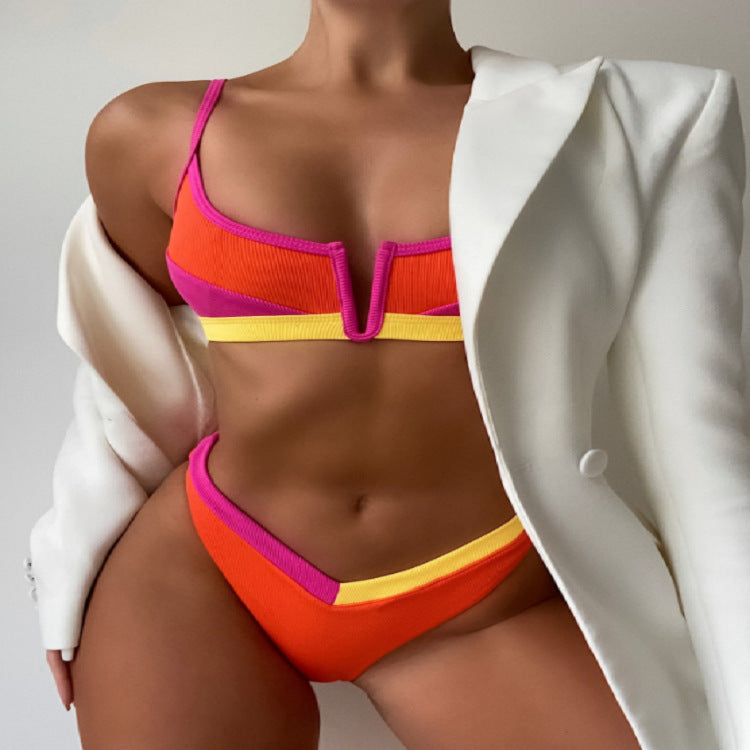 High Waist Triangle Hot Spring Split Swimsuit Women
