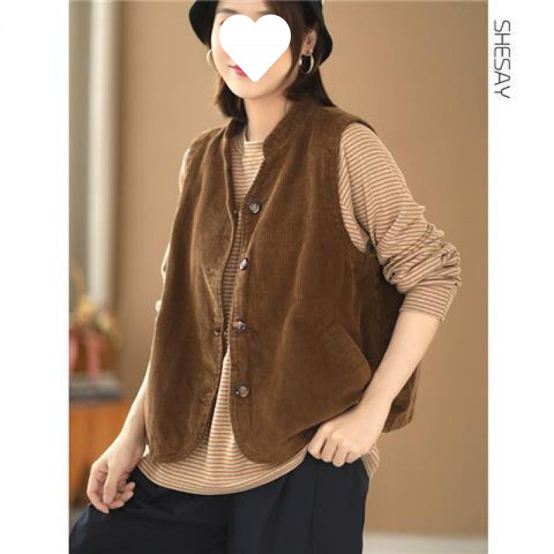 Women's Double-layer Corduroy Vest