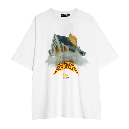 Letter Printing Distressed Wash Short Sleeve