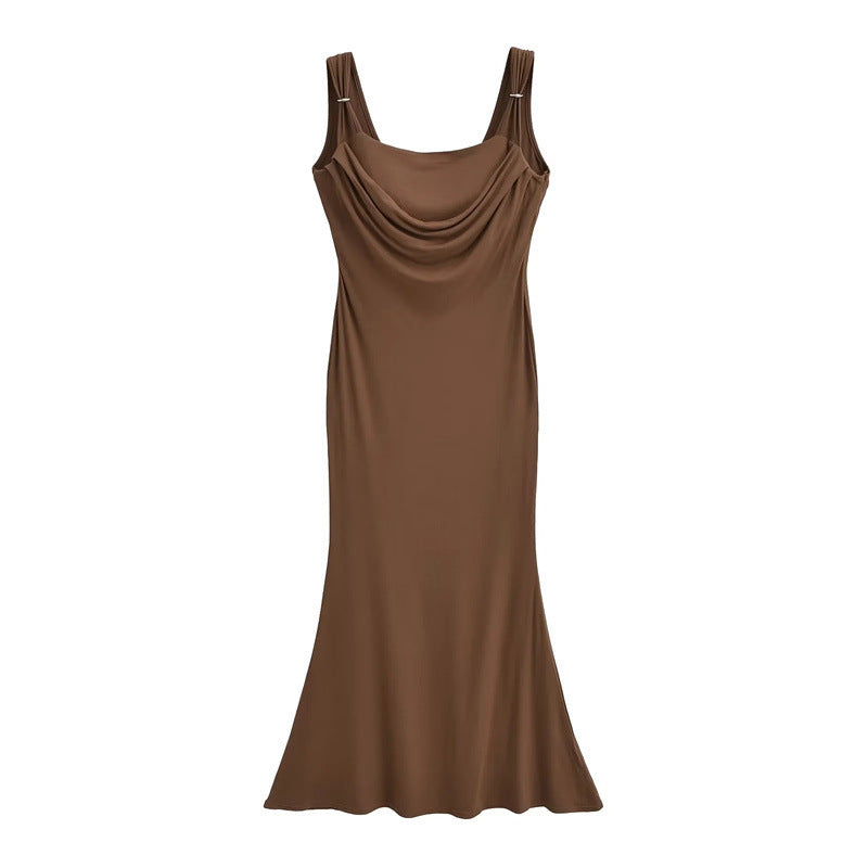French Hot Girl With Chest Pad Swing Collar Sling Dress