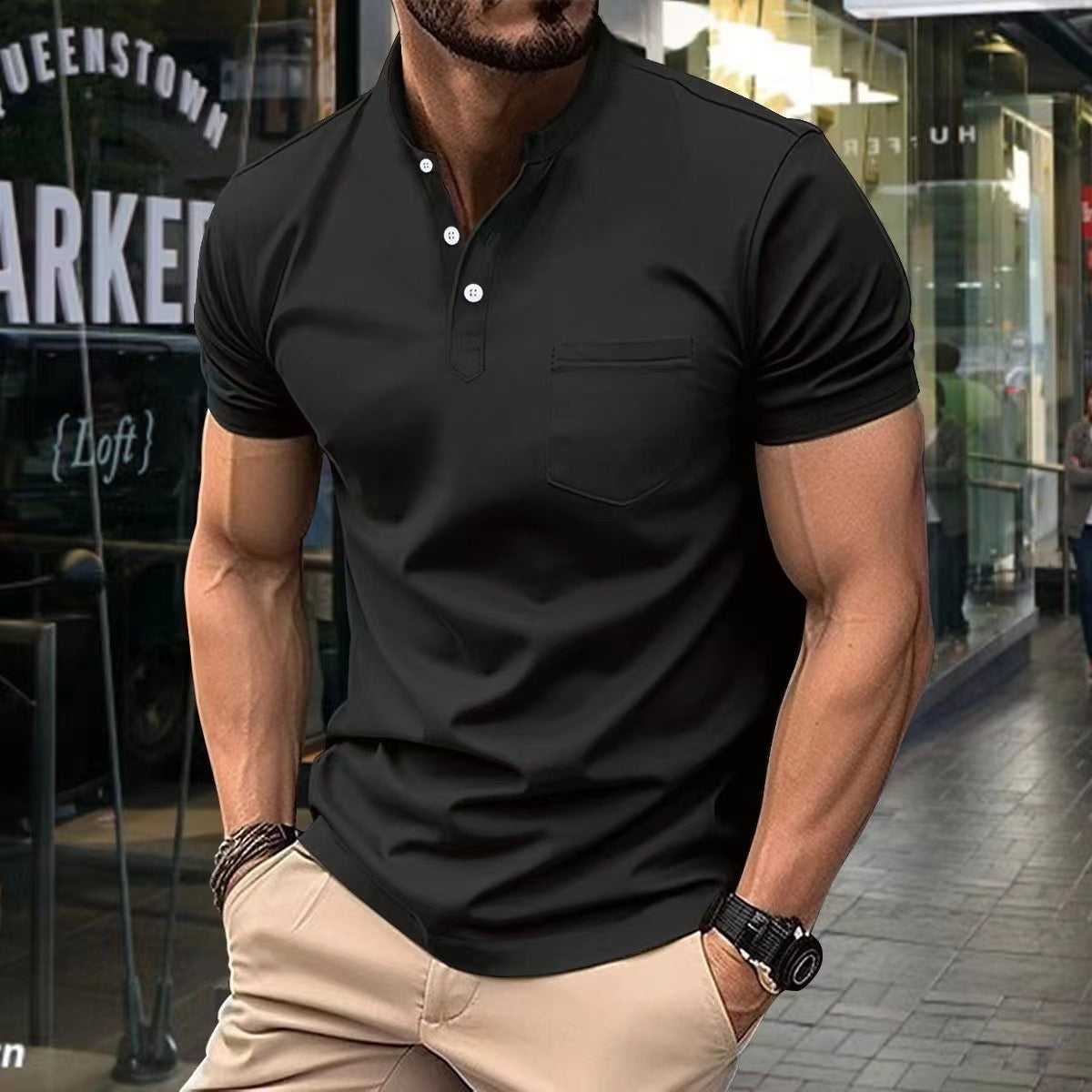 European And American Ins Summer V-neck Polo Shirt Button T-shirt