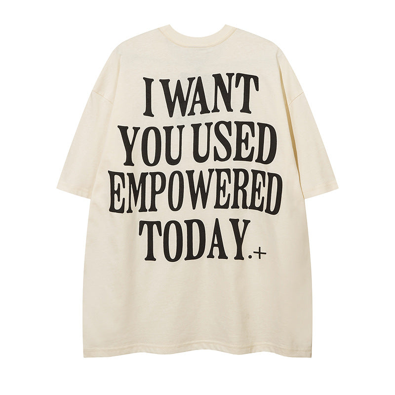 Large-Area Printed Letter Short Sleeve Loose