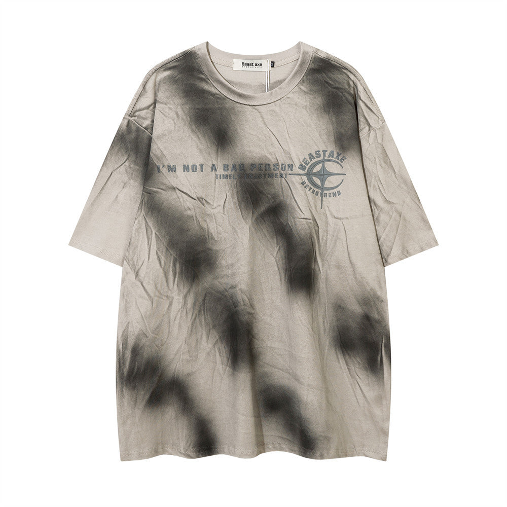 Spray Painting Striped Short Sleeve Casual