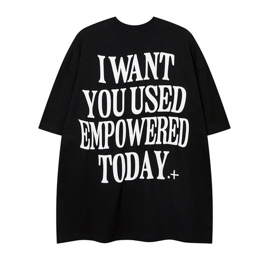 Large-Area Printed Letter Short Sleeve Loose