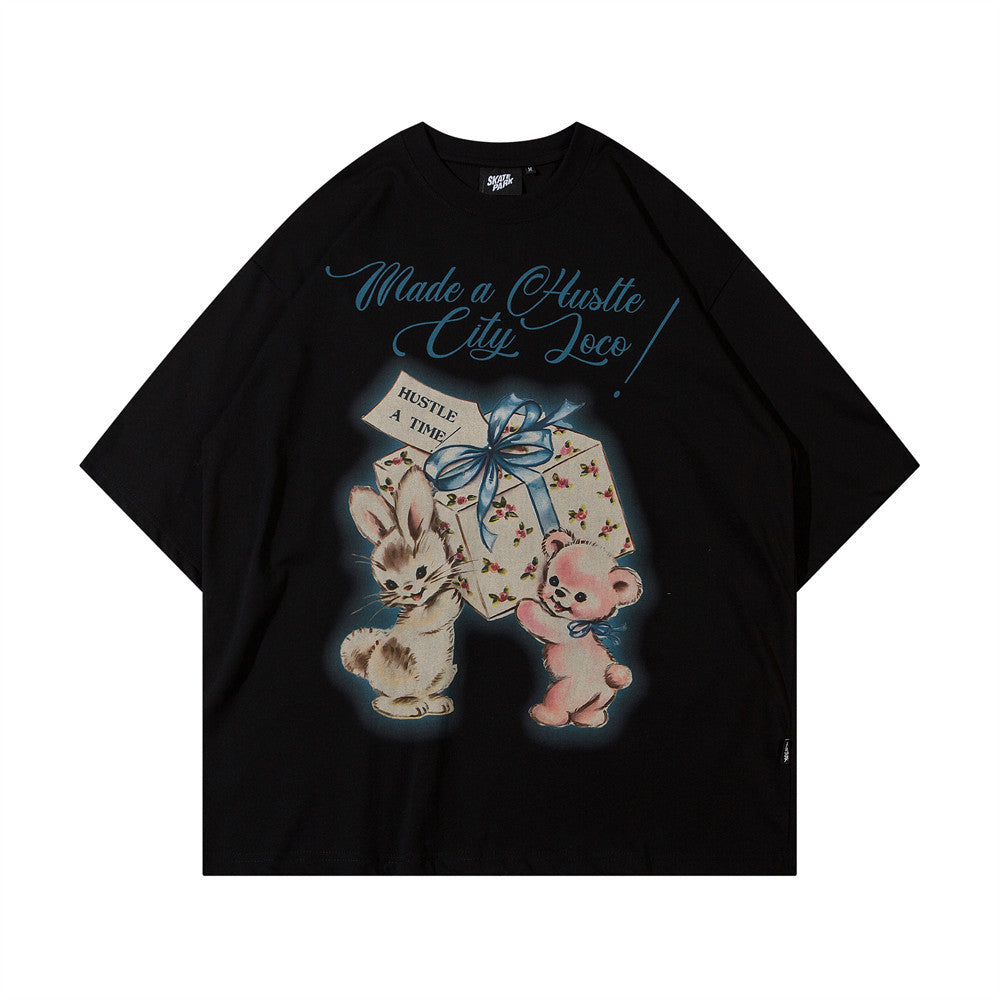 Niche High Street Animal Cartoon Short Sleeve