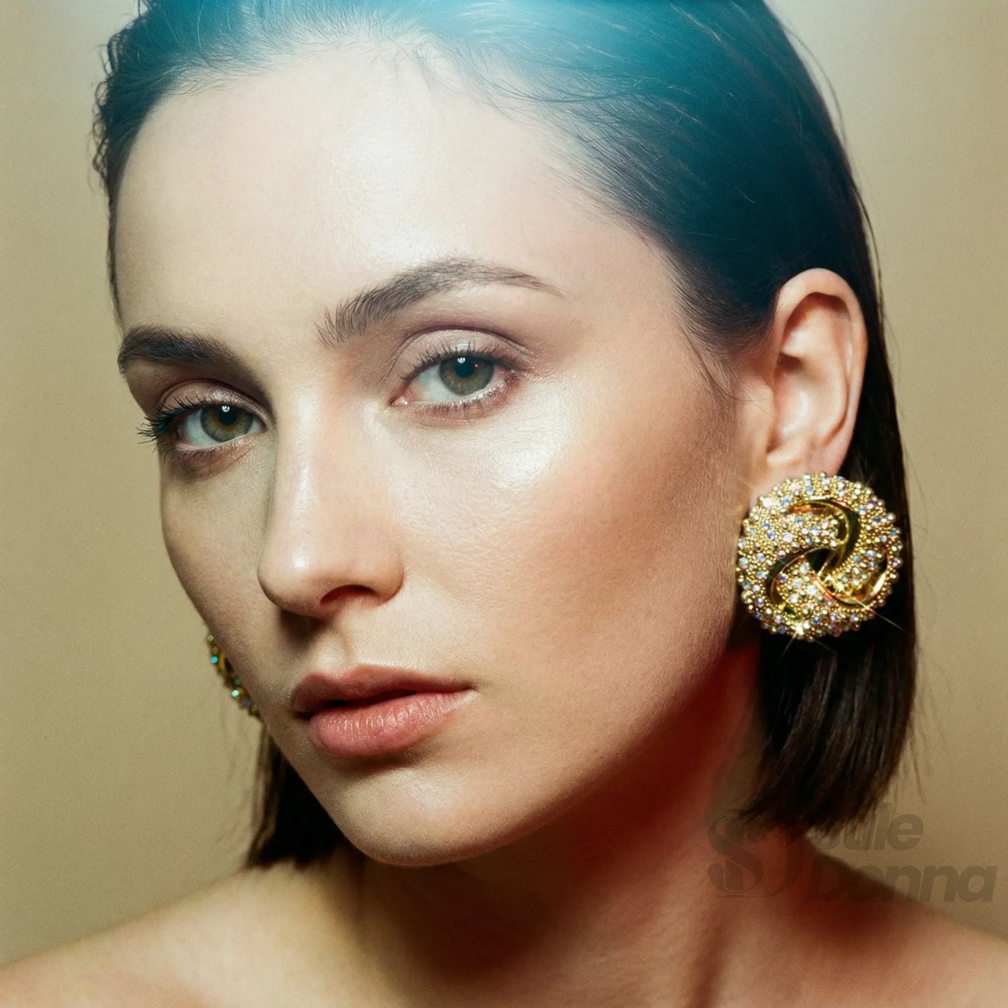 Orecchini Spilla Astratti Vintage in Oro e Argento