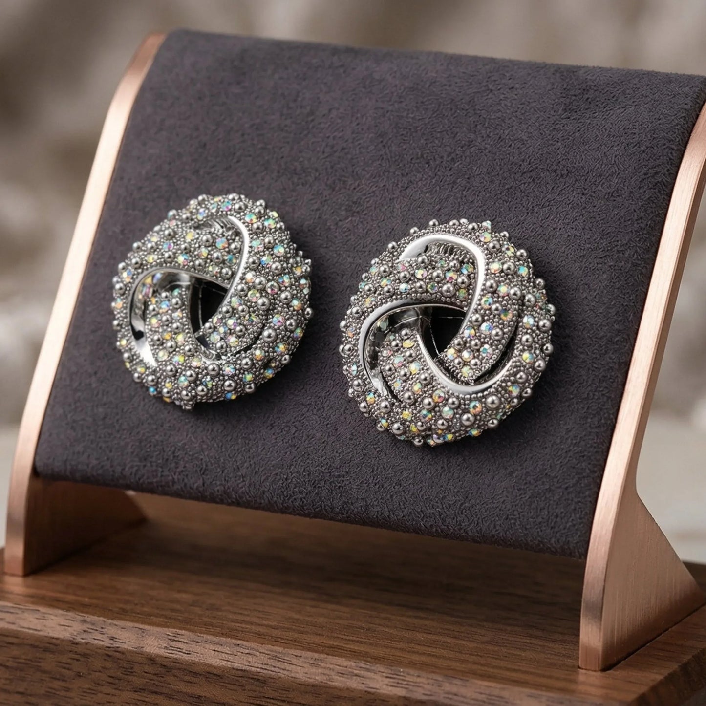 Orecchini Spilla Astratti Vintage in Oro e Argento