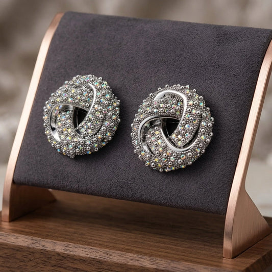 Orecchini Spilla Astratti Vintage in Oro e Argento
