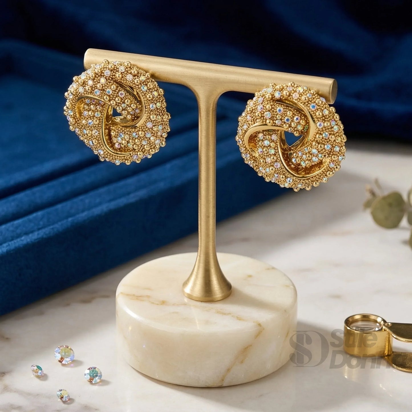 Orecchini Spilla Astratti Vintage in Oro e Argento