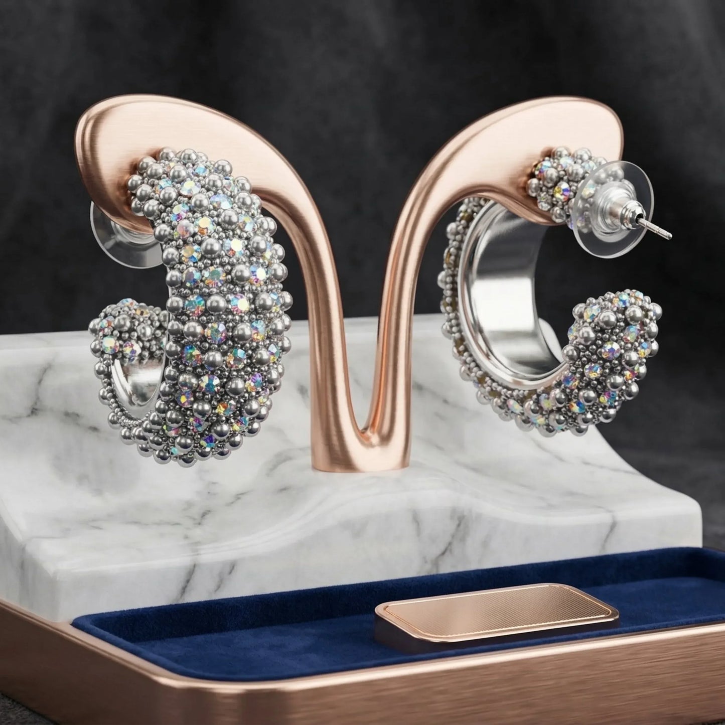 Orecchini a Cerchio Argentato con Cristalli Stile Everyday