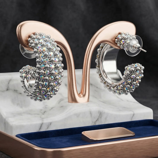 Orecchini a Cerchio Argentato con Cristalli Stile Everyday