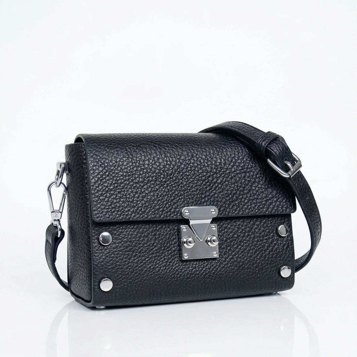 Pochette a Tracolla in Ecopelle con Finiture Argento