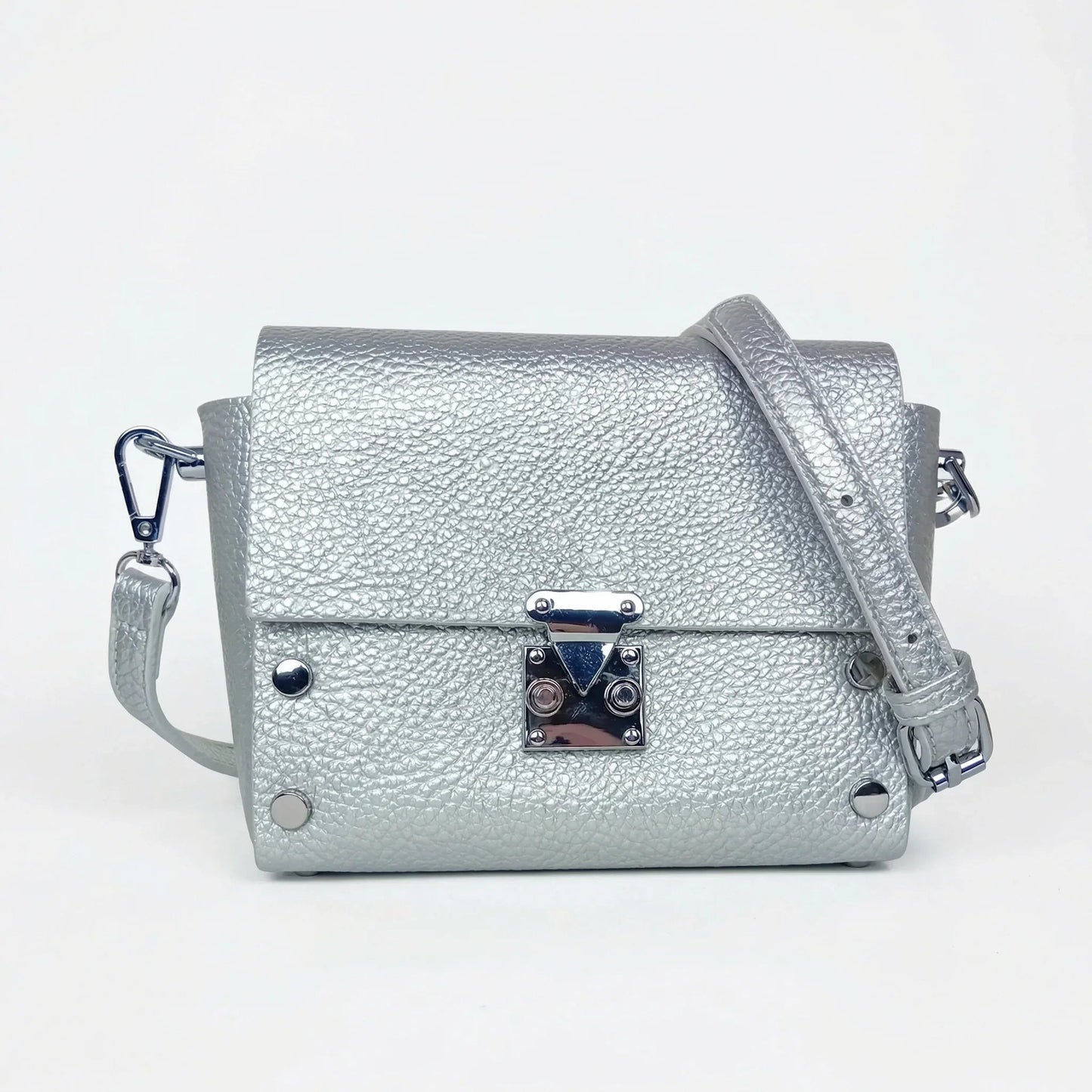 Pochette a Tracolla in Ecopelle con Finiture Argento