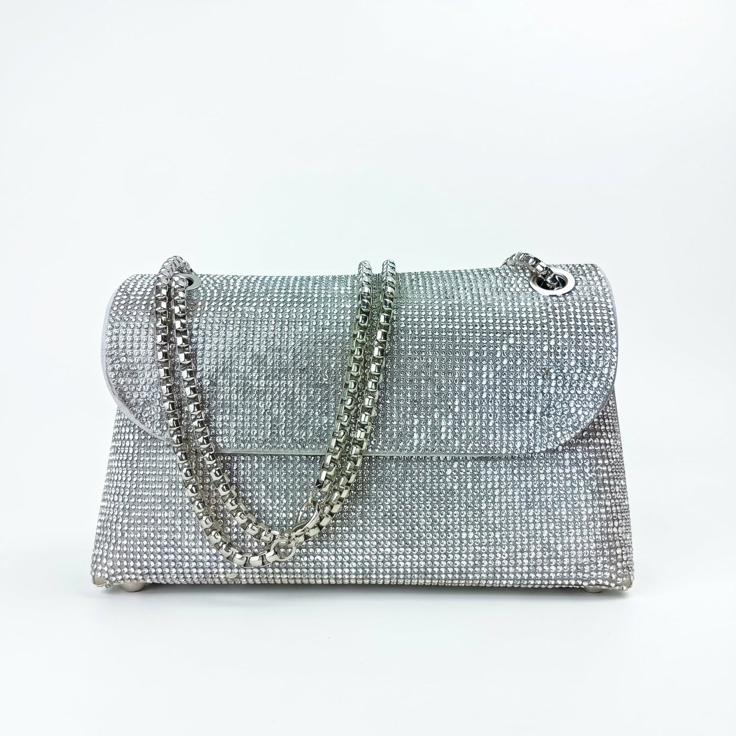 Flap Clutch Bag with Rhinestone Detail