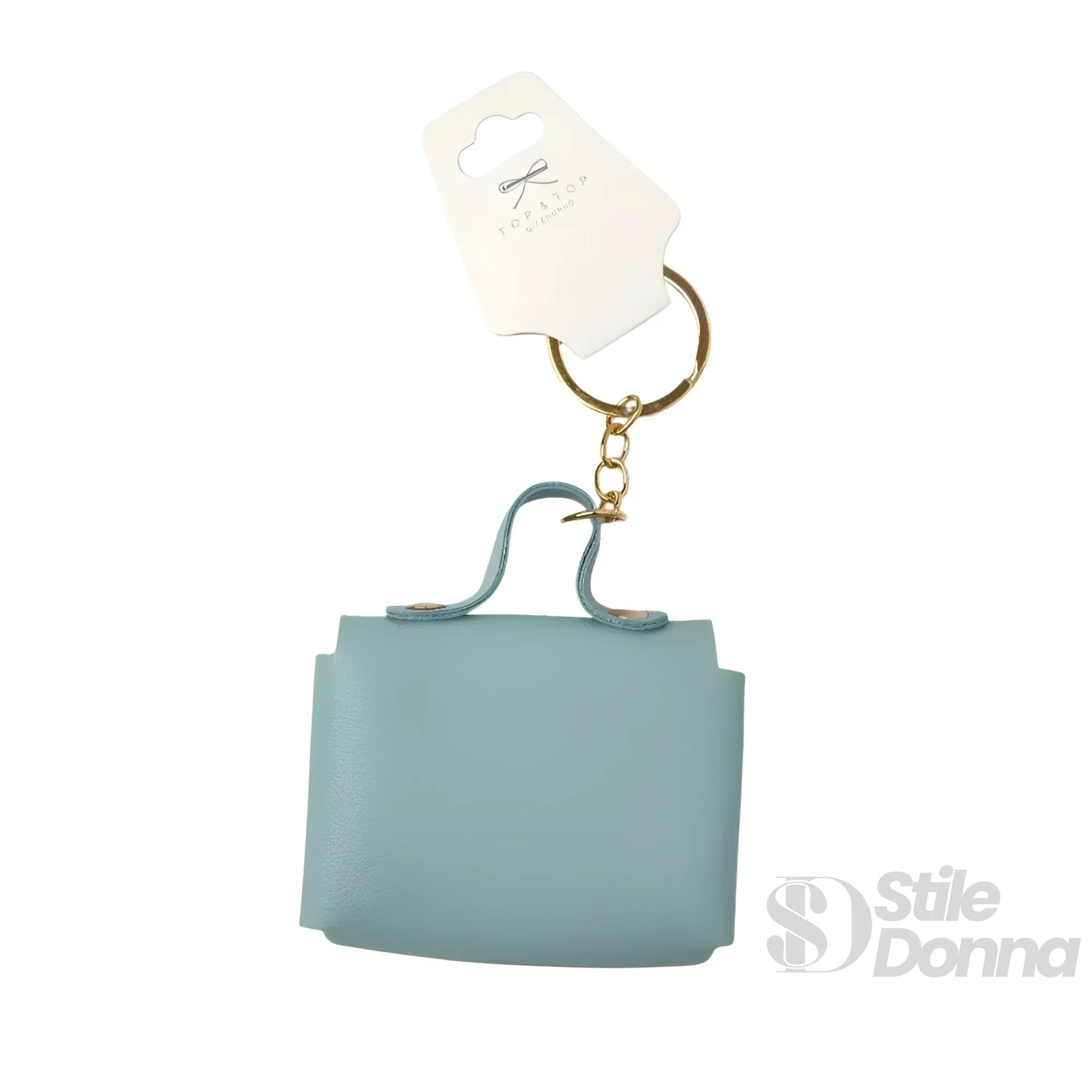 Portachiavi Mini Portamonete in Ecopelle Floreale con Charm Dorato