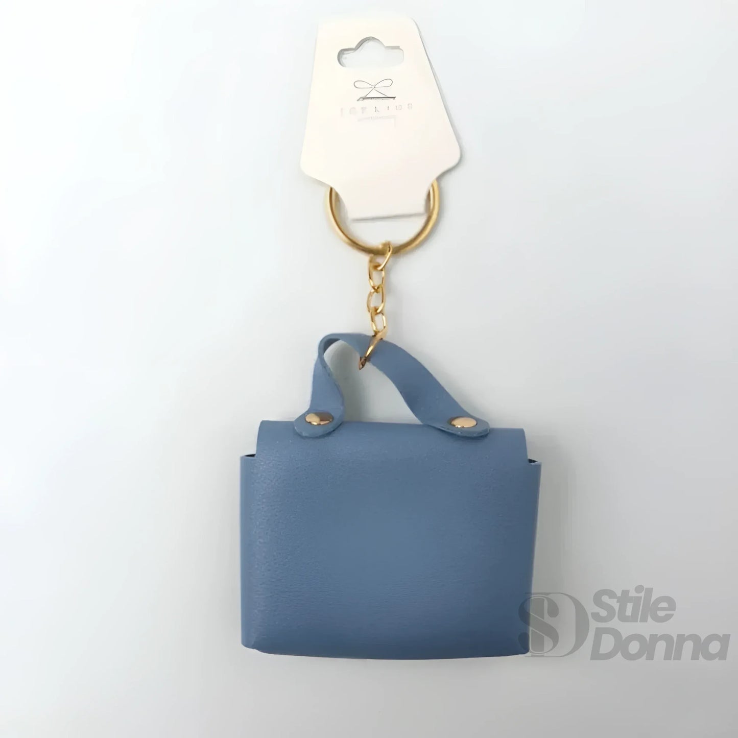 Portachiavi Mini Portamonete in Ecopelle Floreale con Charm Dorato