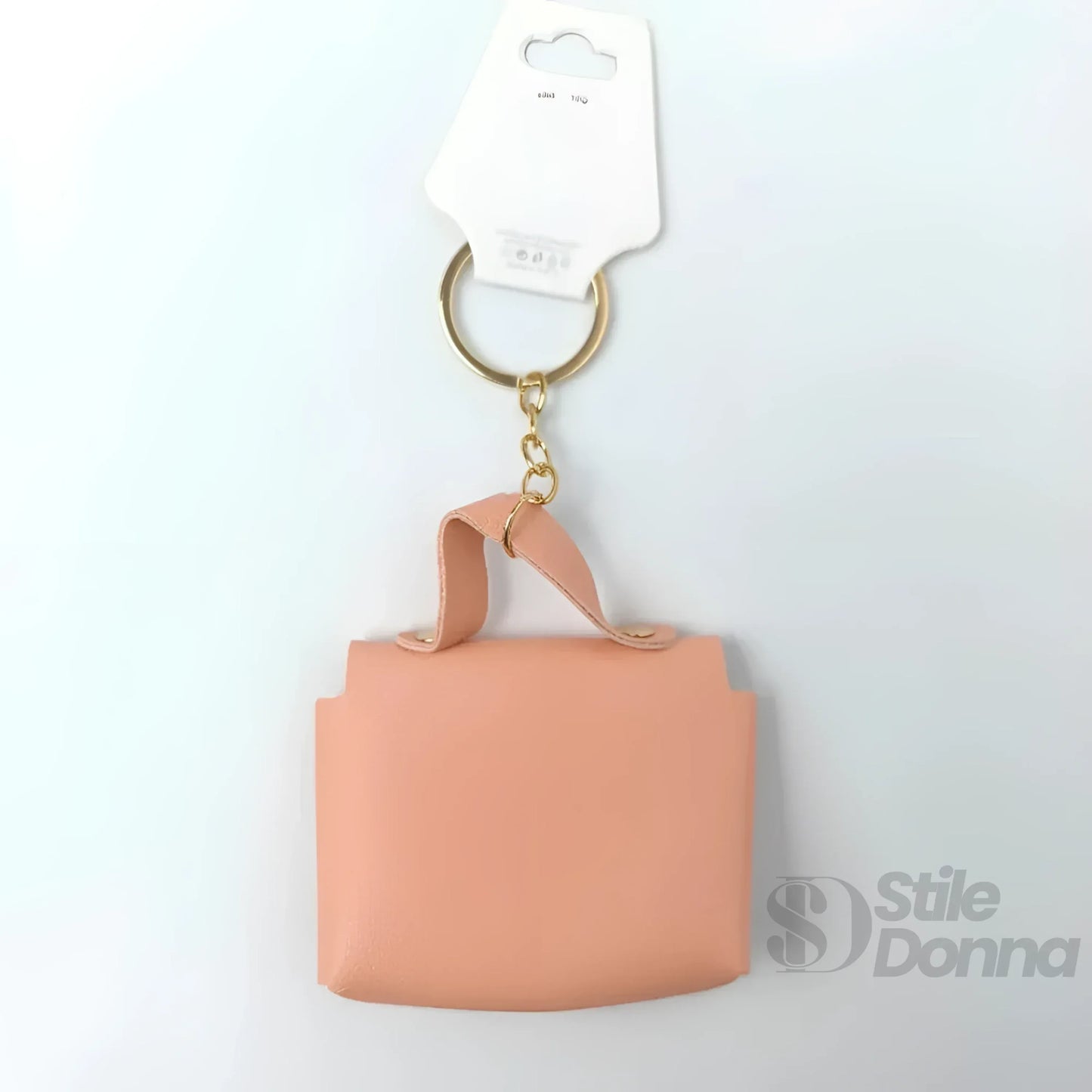 Portachiavi Mini Portamonete in Ecopelle Floreale con Charm Dorato