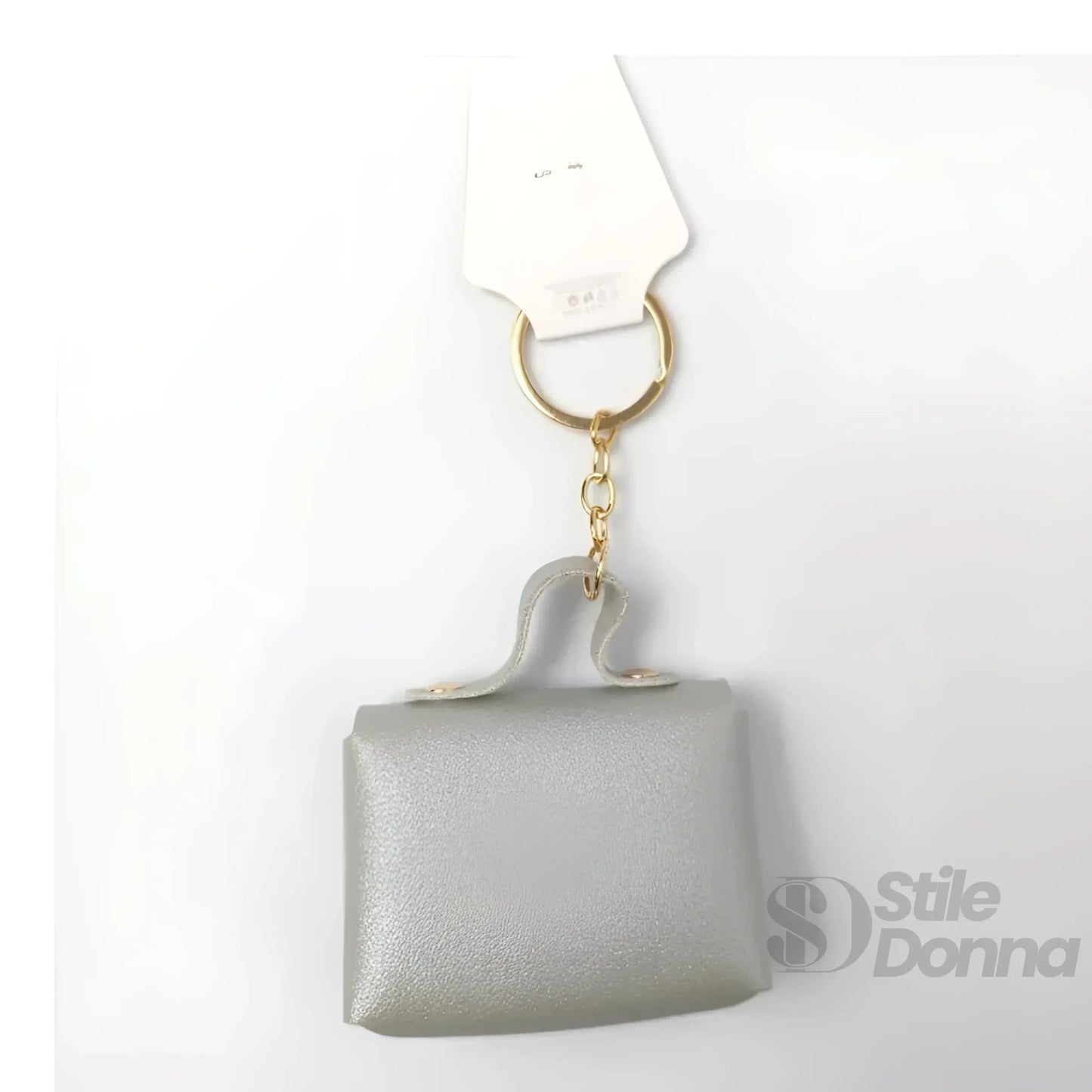 Portachiavi Mini Portamonete in Ecopelle Floreale con Charm Dorato
