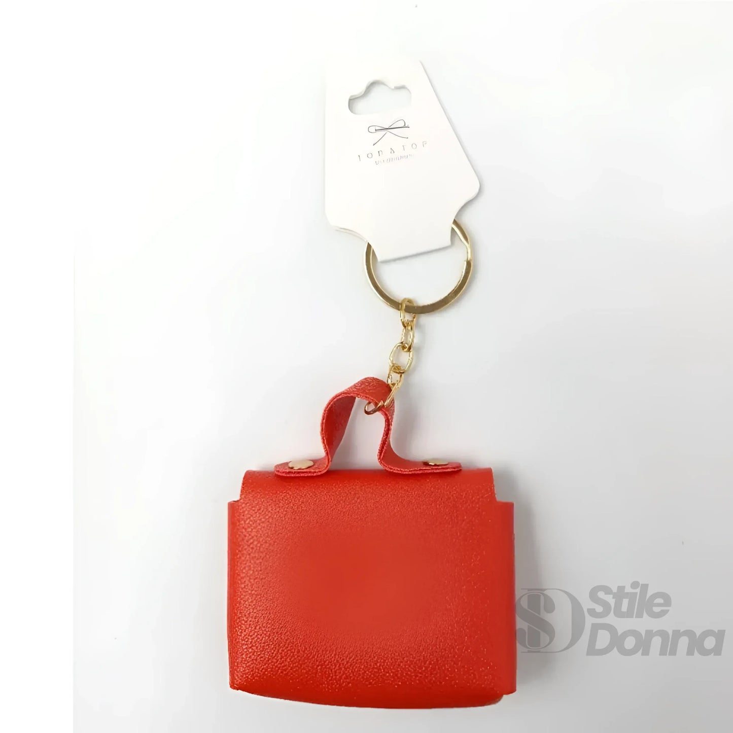 Portachiavi Mini Portamonete in Ecopelle Floreale con Charm Dorato