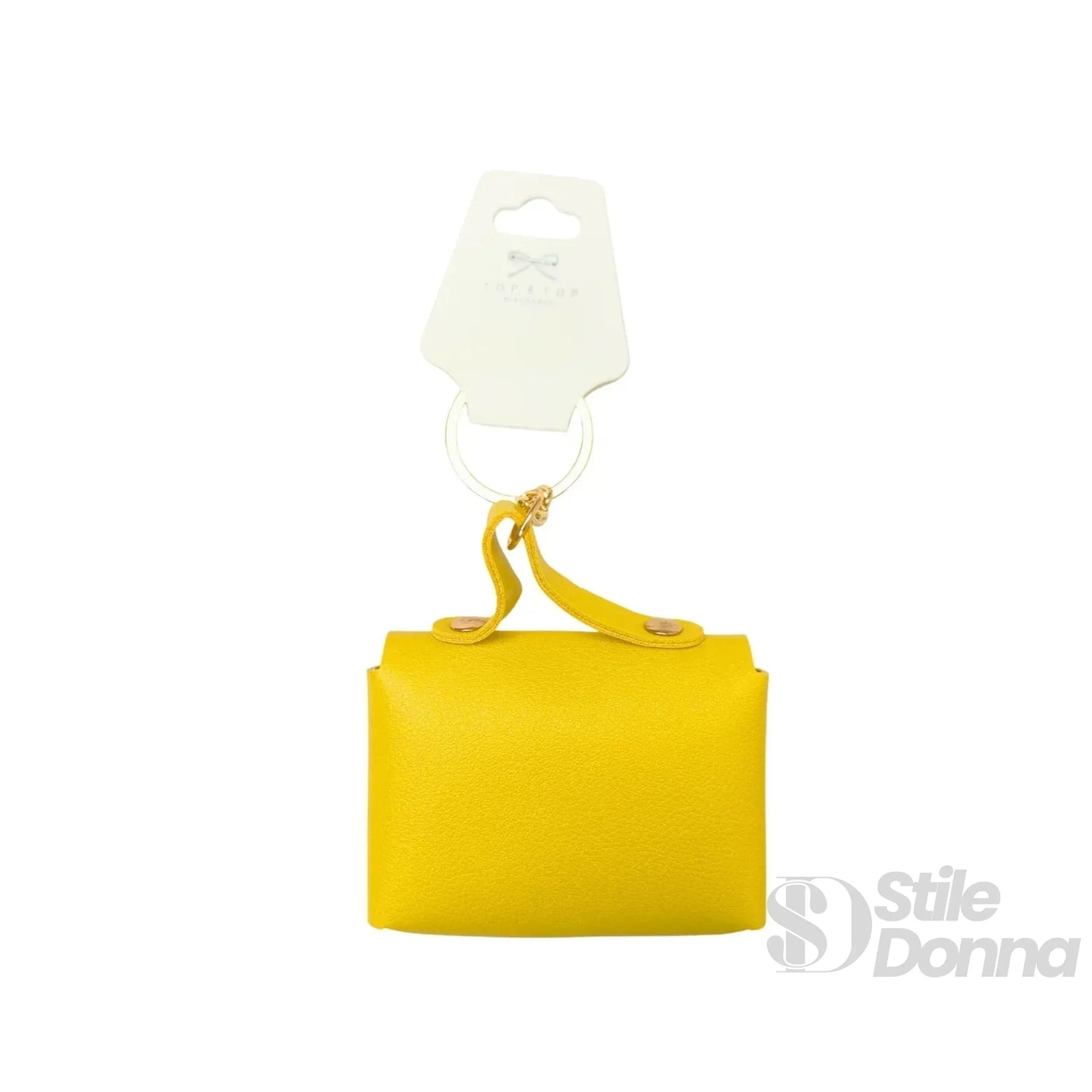 Portachiavi Mini Portamonete in Ecopelle Floreale con Charm Dorato