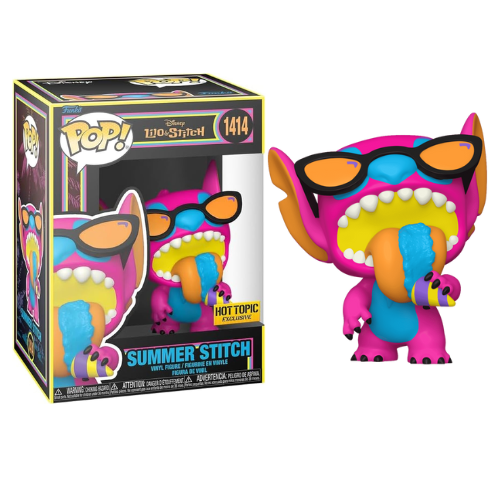 Funko Pop ! Disney - Lilo & Stitch (1414) Summer Stitch Blacklight Vinyl Figure 9Cm
