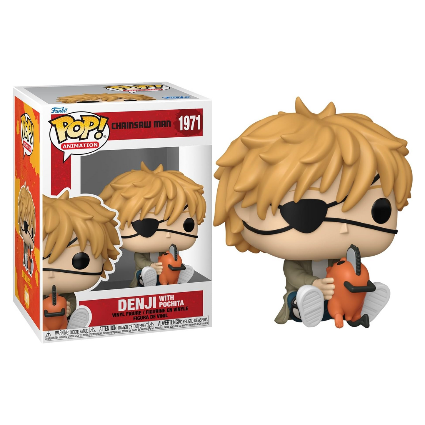Funko Pop ! Animation - Chainsaw Man (1971) Denji WIth Pochita Vinyl Figure 9cm
