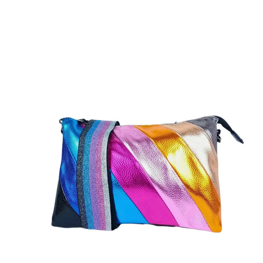 Rainbow Crossbody Bag with Metallic Stripe