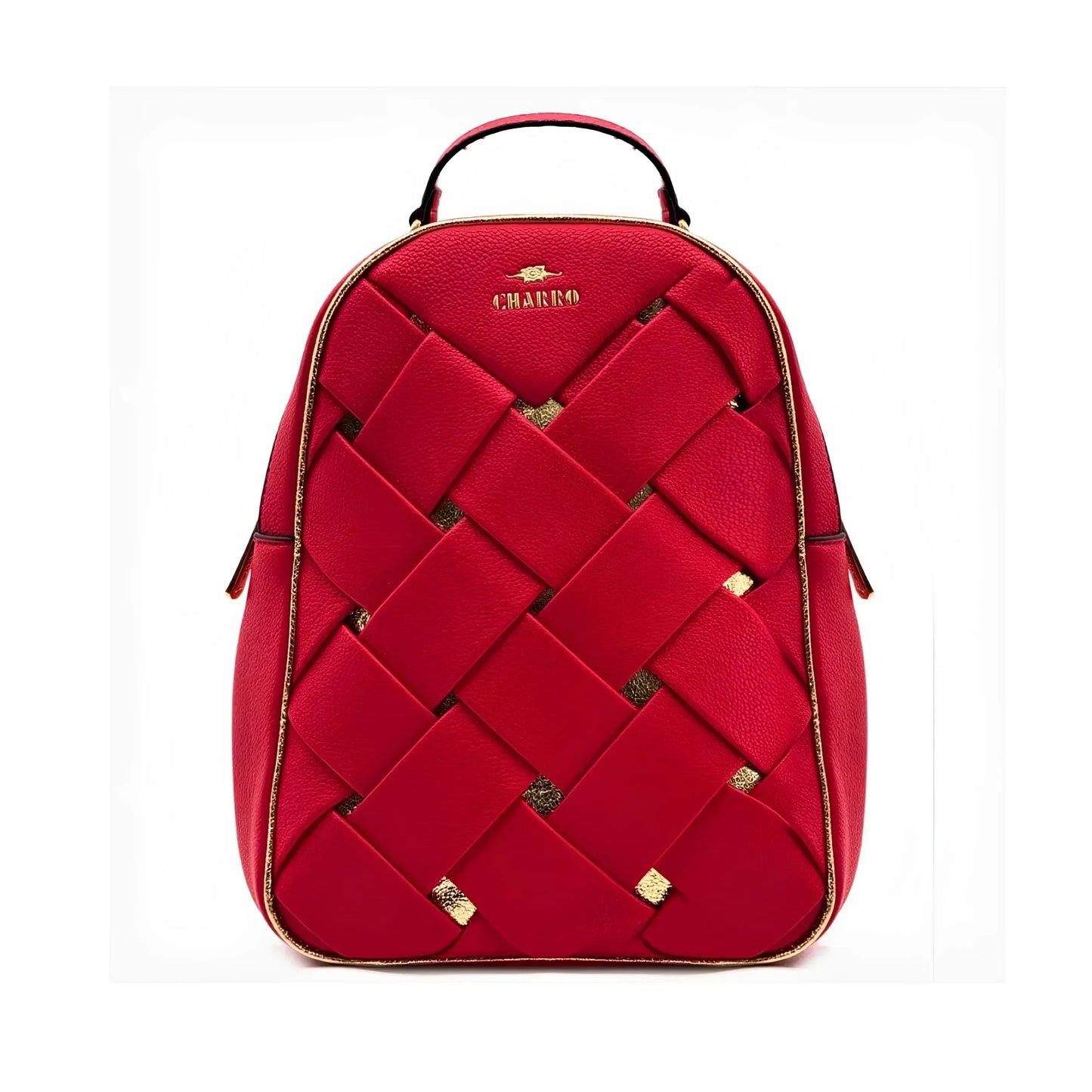 Red Faux Leather Backpack MS-4567