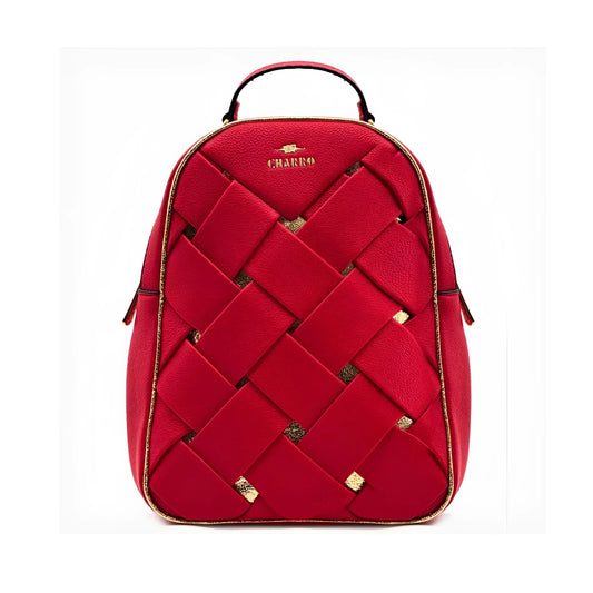 Red Faux Leather Backpack MS-4567