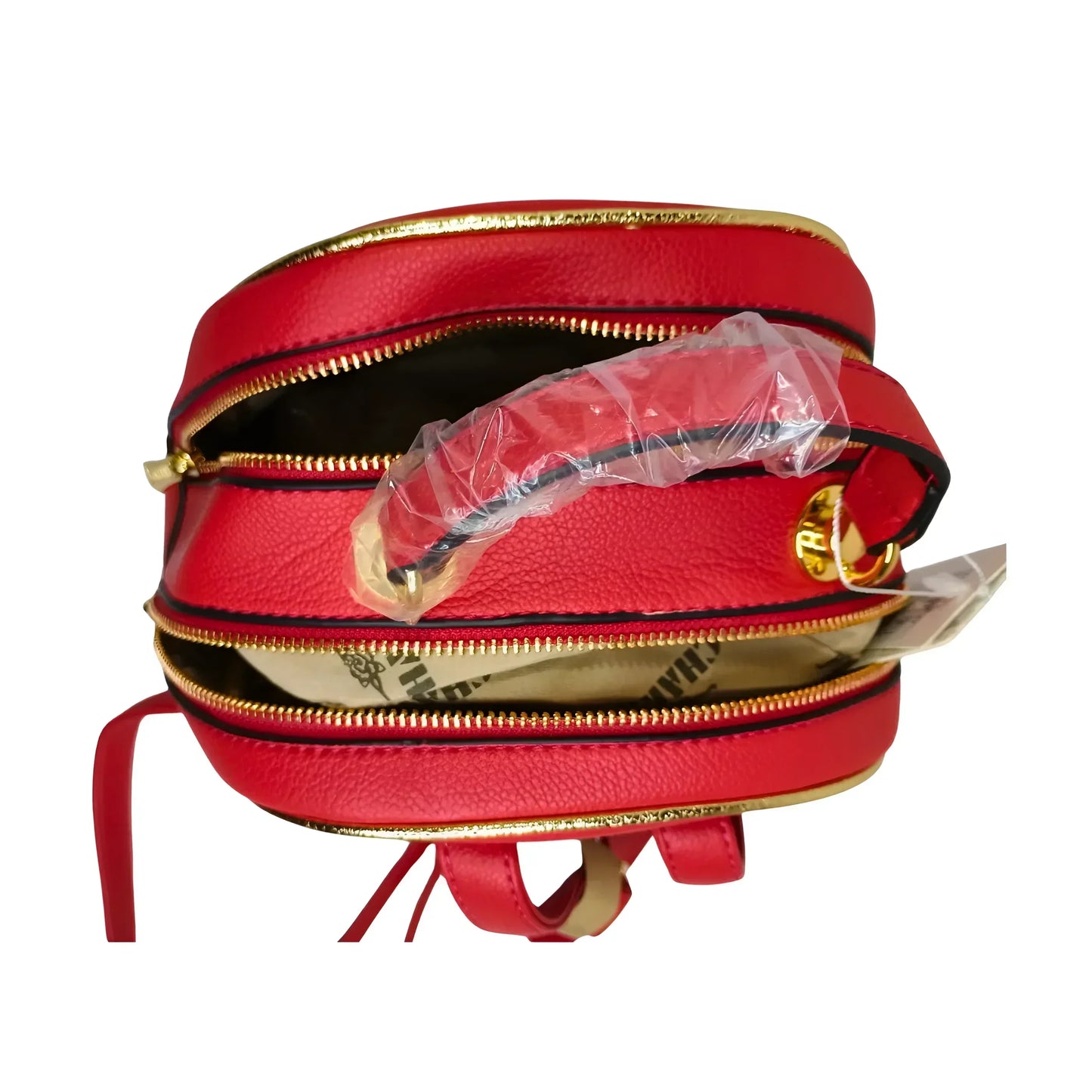 Red Faux Leather Backpack MS-4567