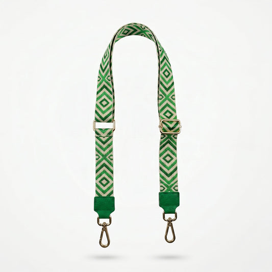 Tracolla per Borsa con Fantasia Geometrica Verde — Stile Donna Bags