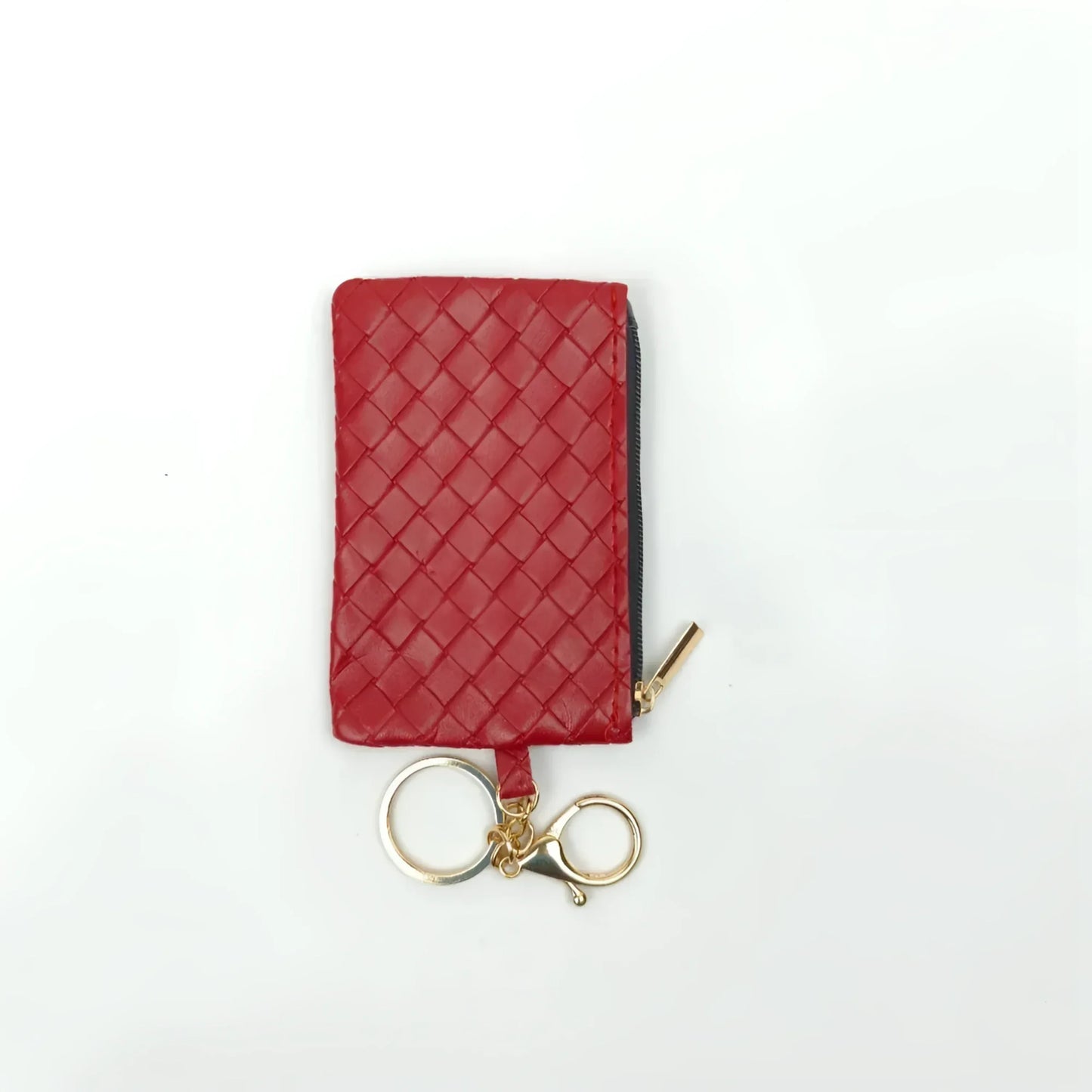 Ruby Portafoglio Portachiavi Mini Intrecciato in Ecopelle con Cerniera Oro