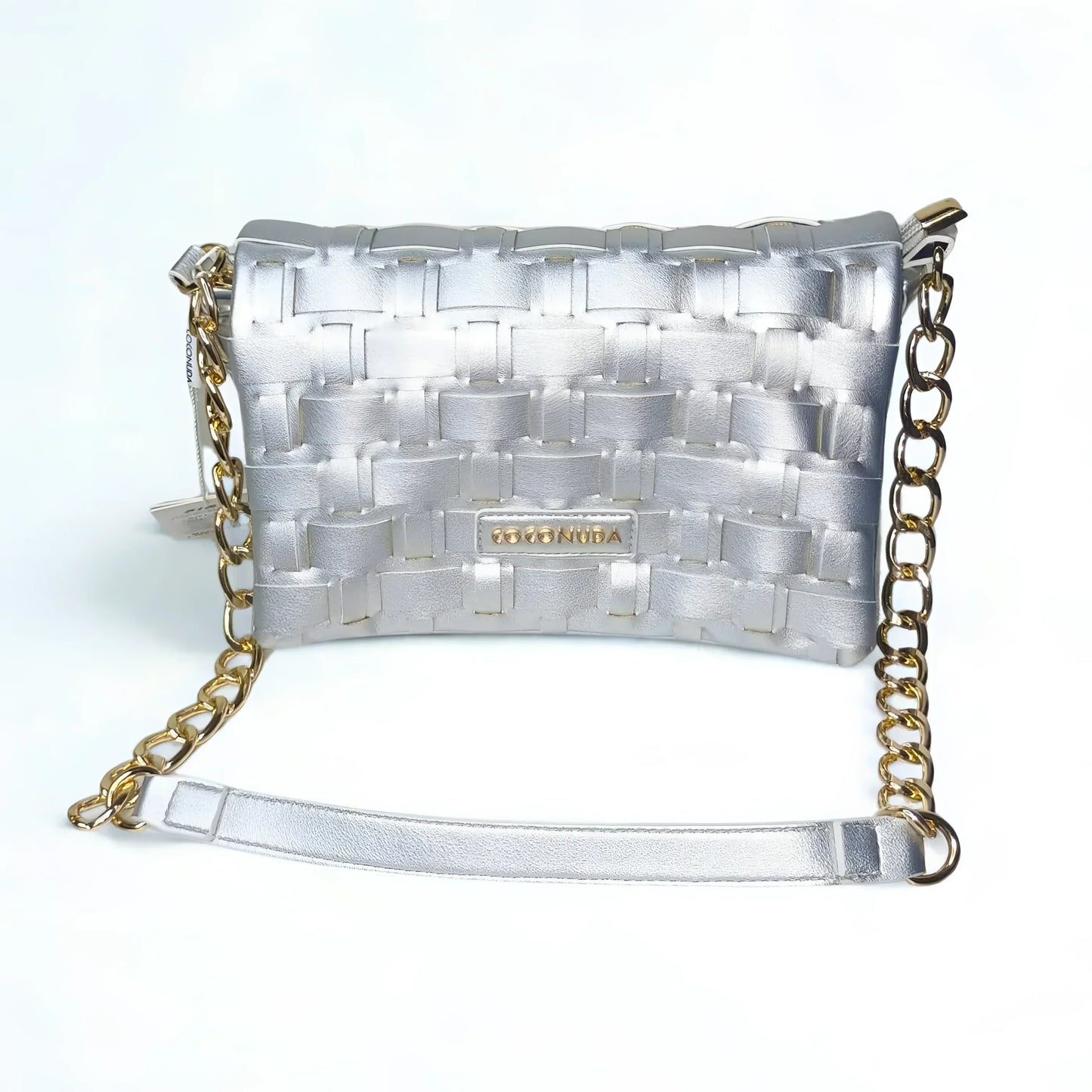 Silver Woven Bag with Chain Strap - MS-2087