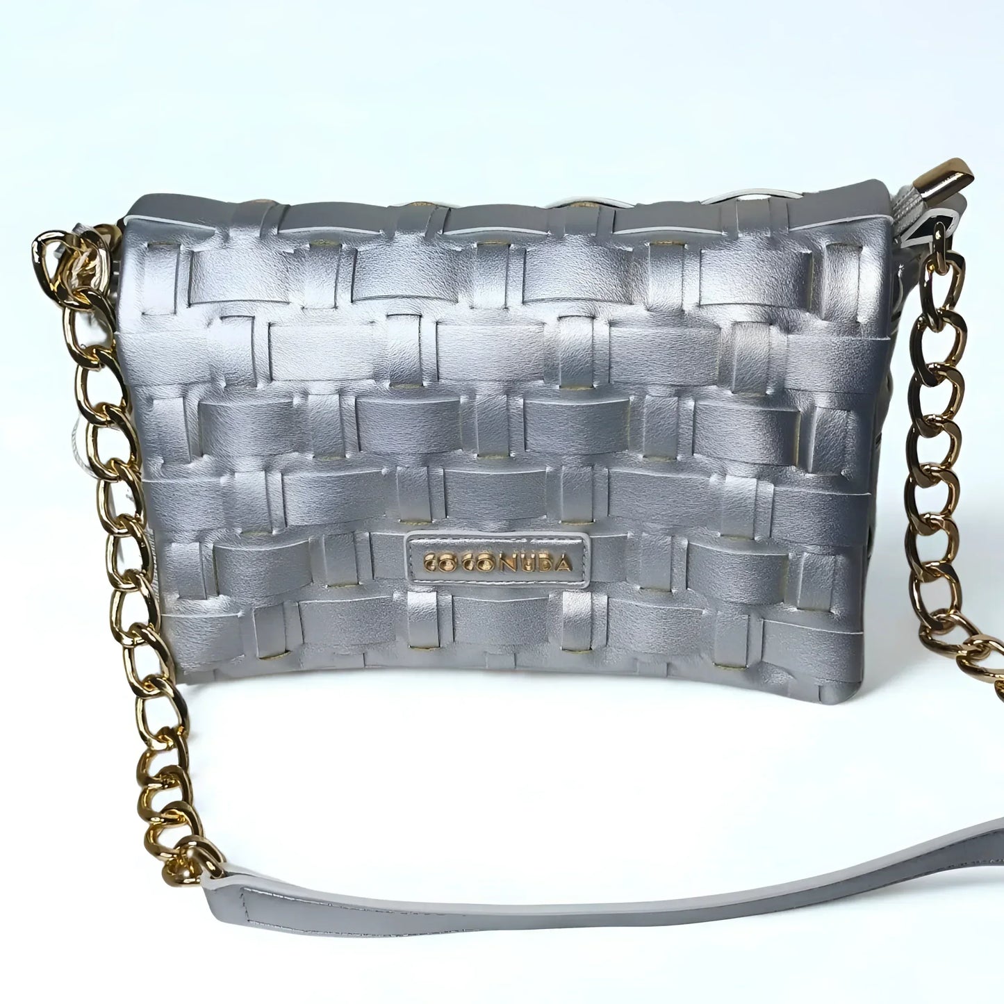 Silver Woven Bag with Chain Strap - MS-2087