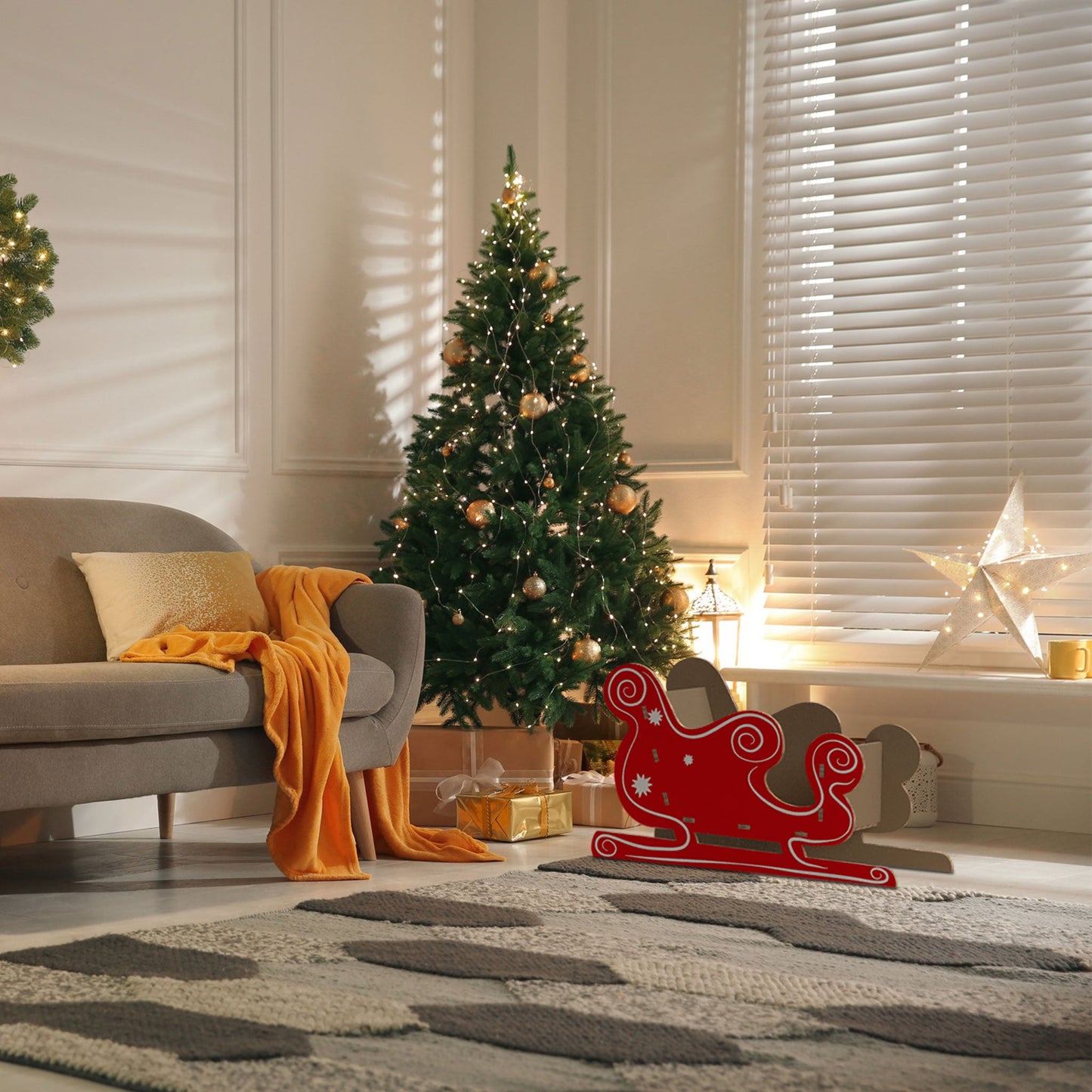 Slitta Natalizia Ecologica - Slitta di Babbo Natale Sostenibile e Decorativa