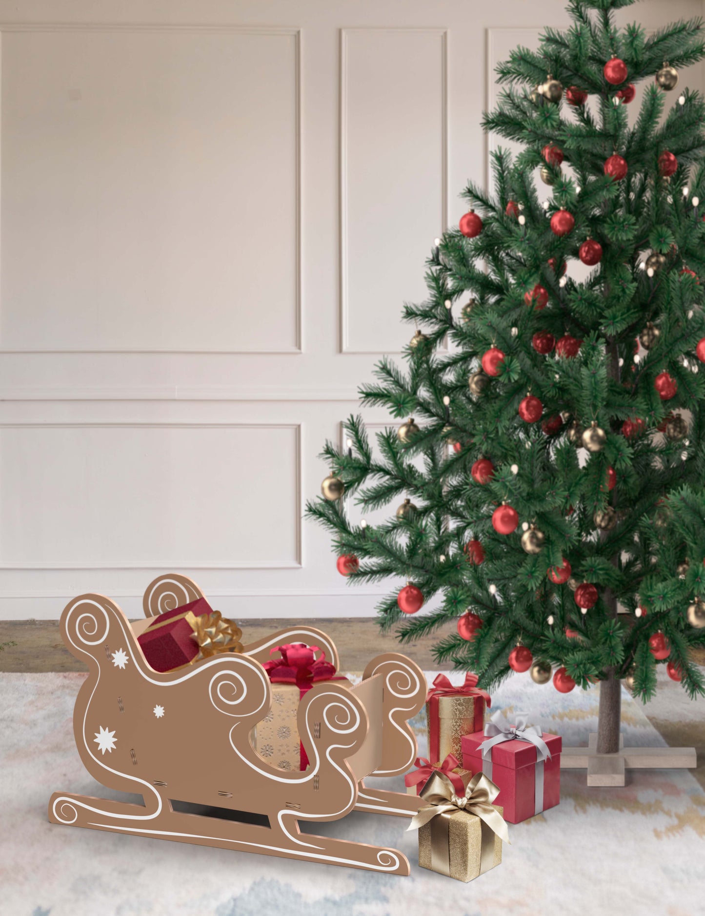 Slitta Natalizia Ecologica - Slitta di Babbo Natale Sostenibile e Decorativa