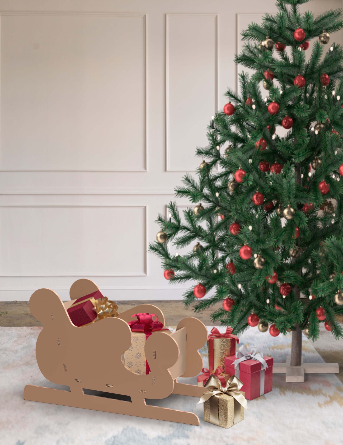 Slitta Natalizia Ecologica - Slitta di Babbo Natale Sostenibile e Decorativa