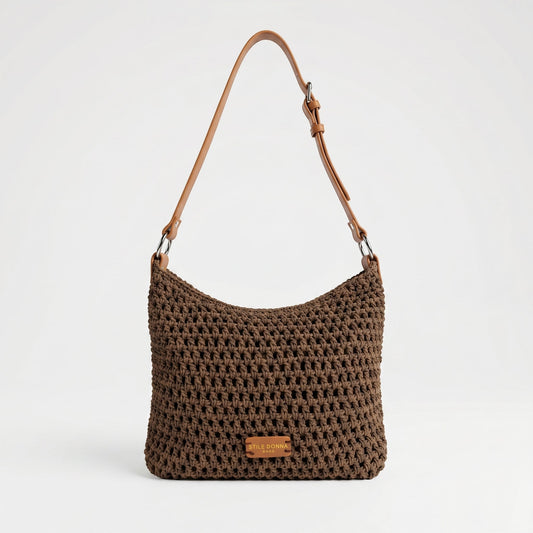Stile Donna Bags Borsa Hobo Intrecciata in Corda di Cotone color Caffè
