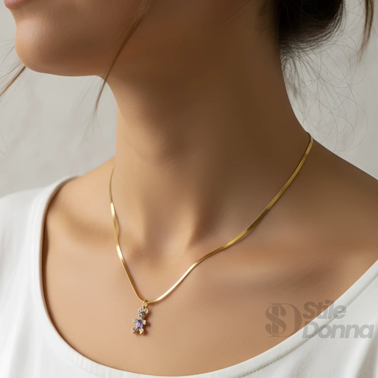 Sweetheart Collana con Ciondolo Orsetto in Argento Lucido