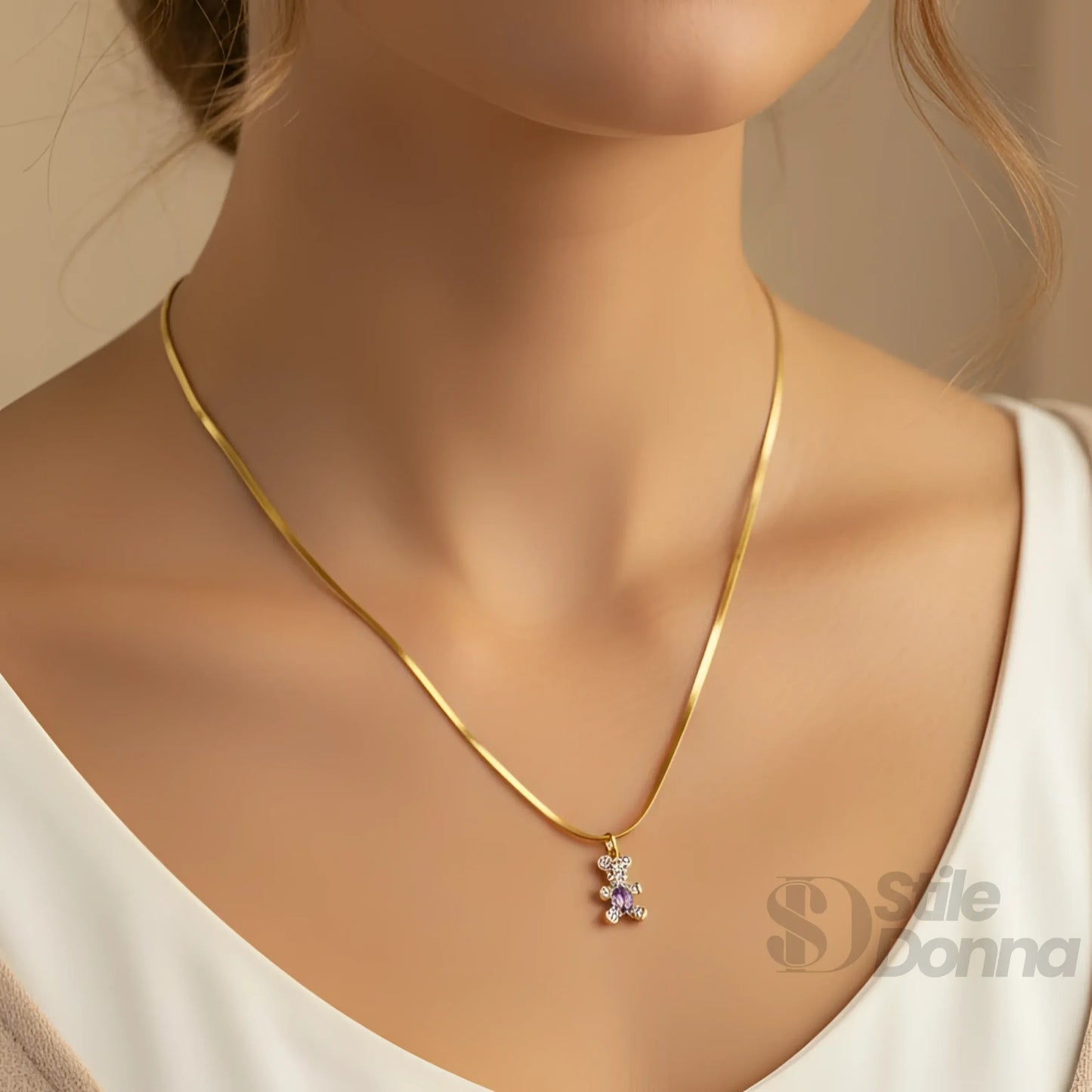 Sweetheart Collana con Ciondolo Orsetto in Argento Lucido
