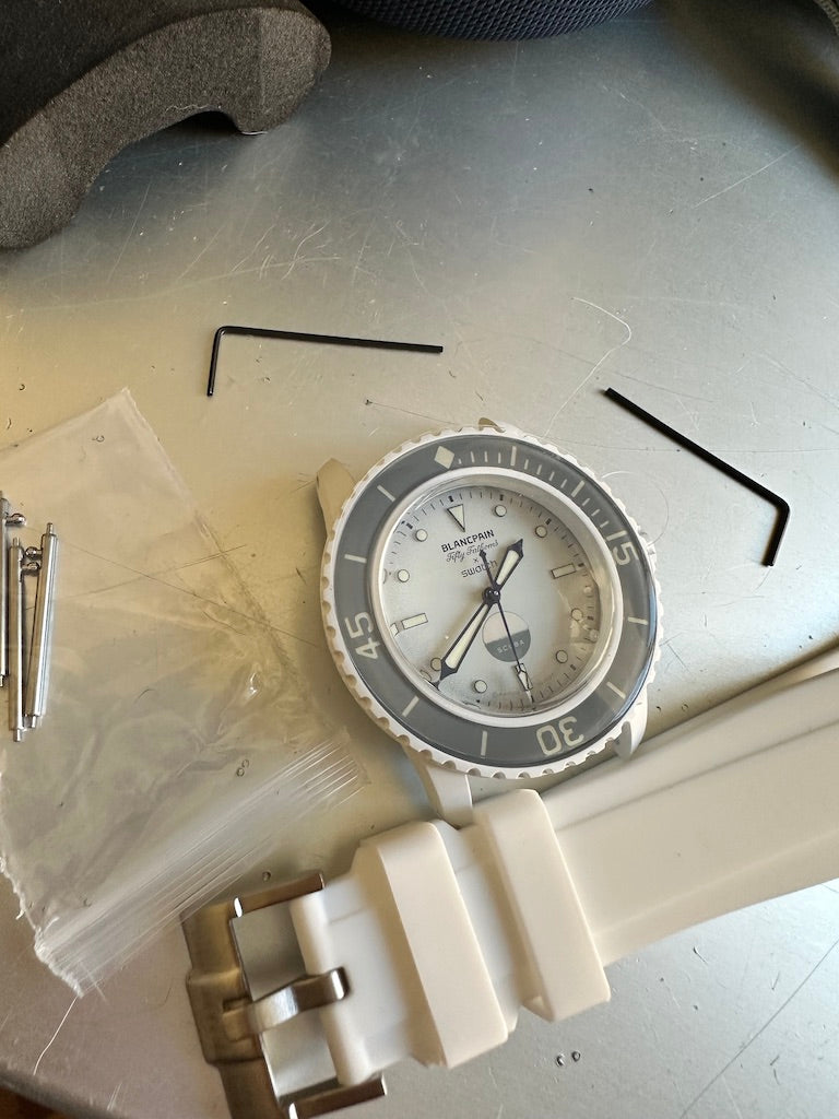 Cinturini BLANC in silicone da 22mm (Es. BlancpainxSwatch)