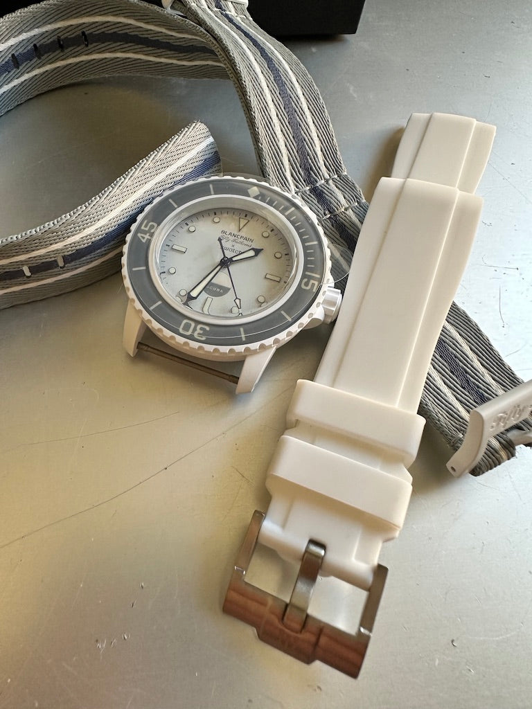 Cinturini BLANC in silicone da 22mm (Es. BlancpainxSwatch)