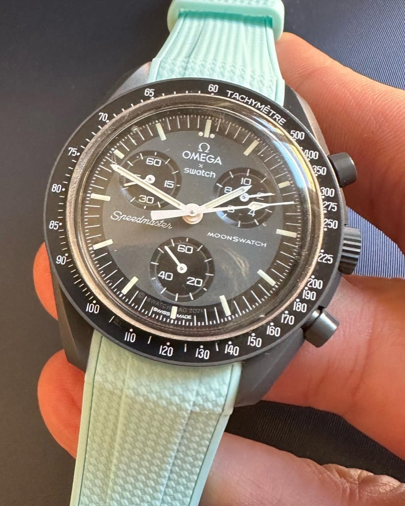 Cinturini silicone avvolgenti CARBON da 20mm per Omega x Swatch