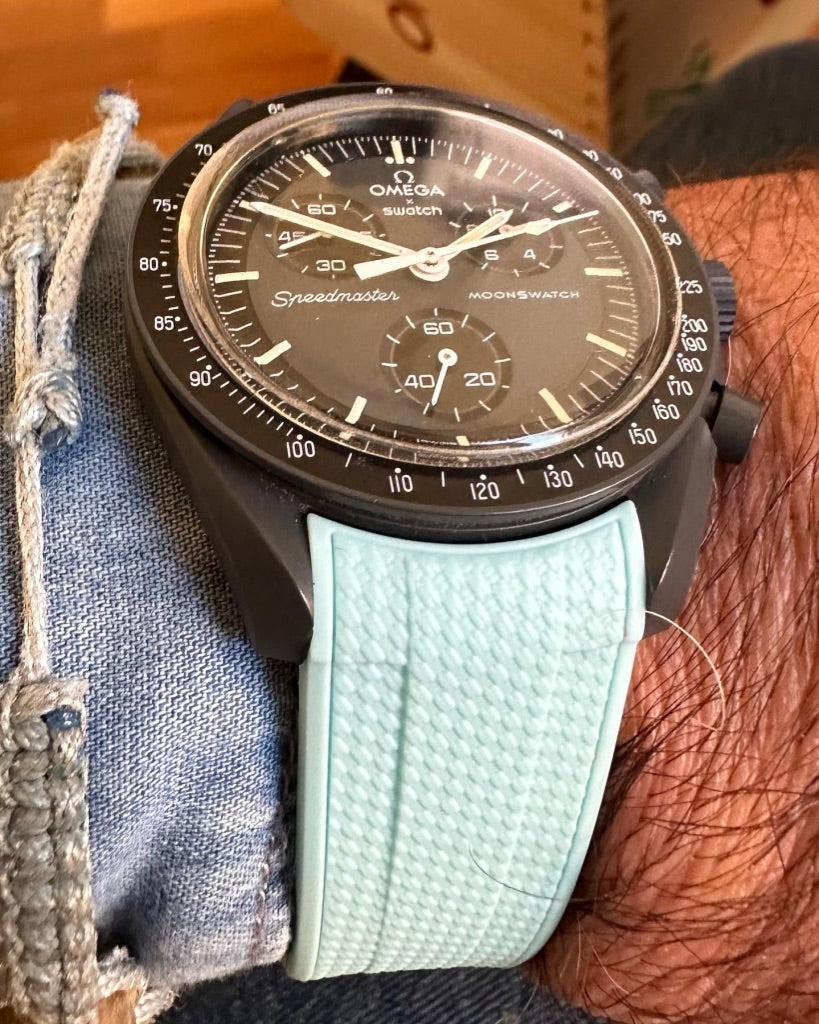 Cinturini silicone avvolgenti CARBON da 20mm per Omega x Swatch