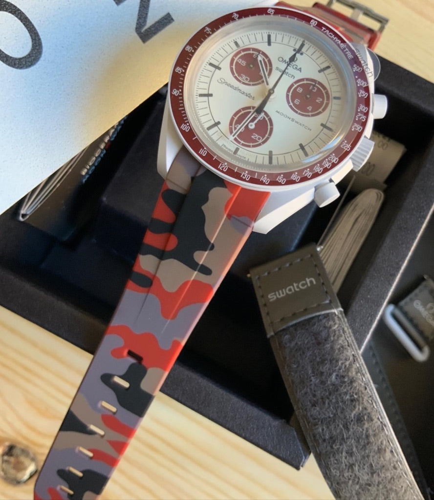 Cinturini silicone avvolgenti CAMOUFLAGE per Omega X Swatch