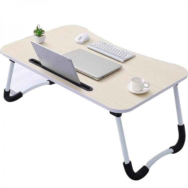 Tavolino Pieghevole Da Letto Vassoio Colazione Studio Pc Notebook Legno Naturale