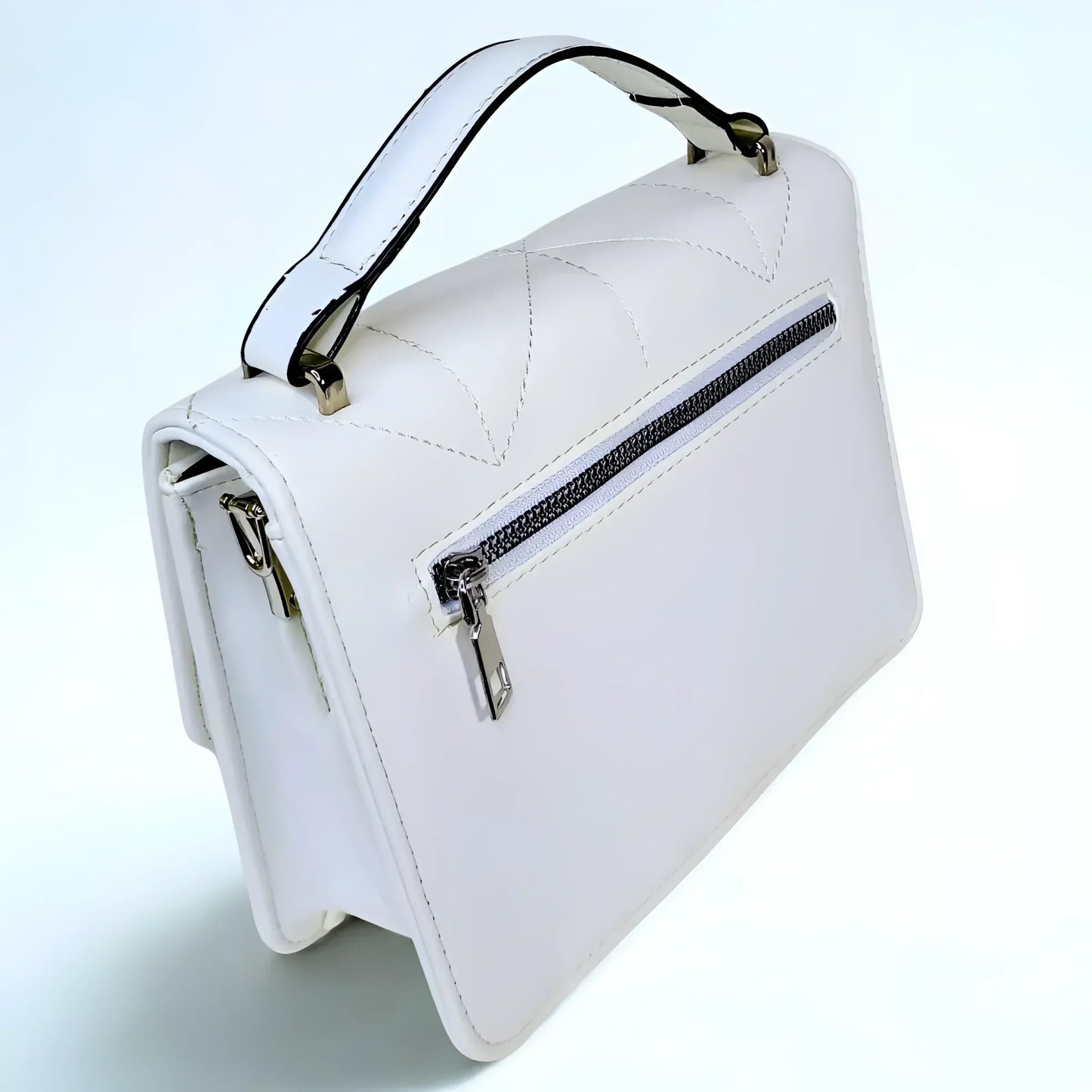 White Leather Handbag for Women - MS-8904
